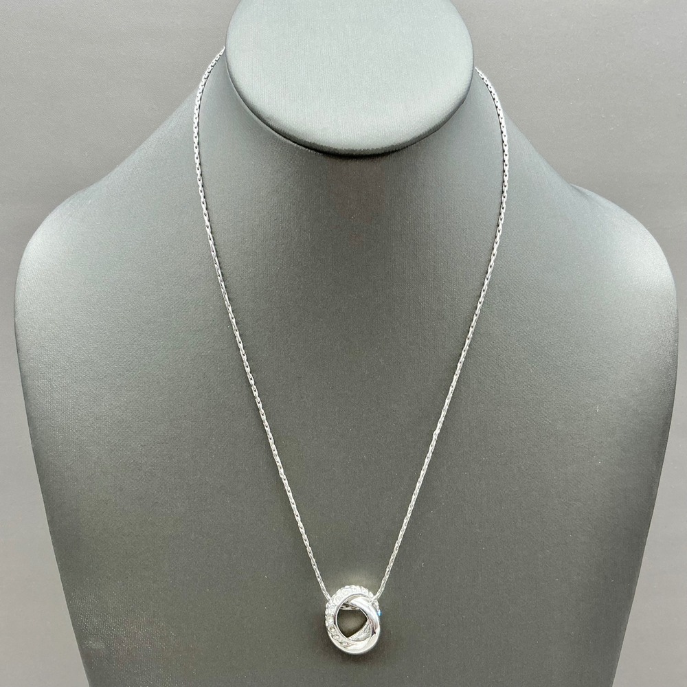 Necklace‎ Women Silver Tone Interlocking Circles Rhinestone Pendant 18-21 Inch